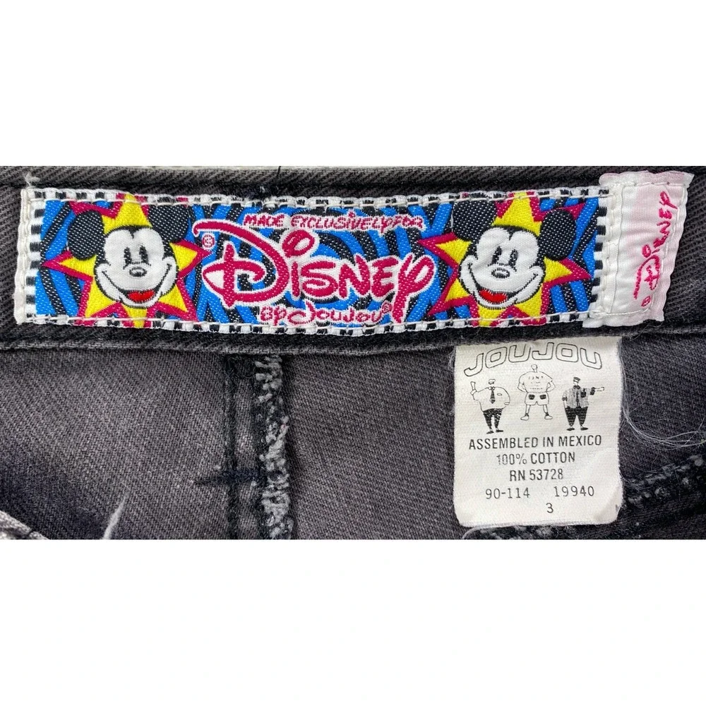 Vintage‎ Disney Mickey Mouse Black Jeans JouJou Women's Patchwork